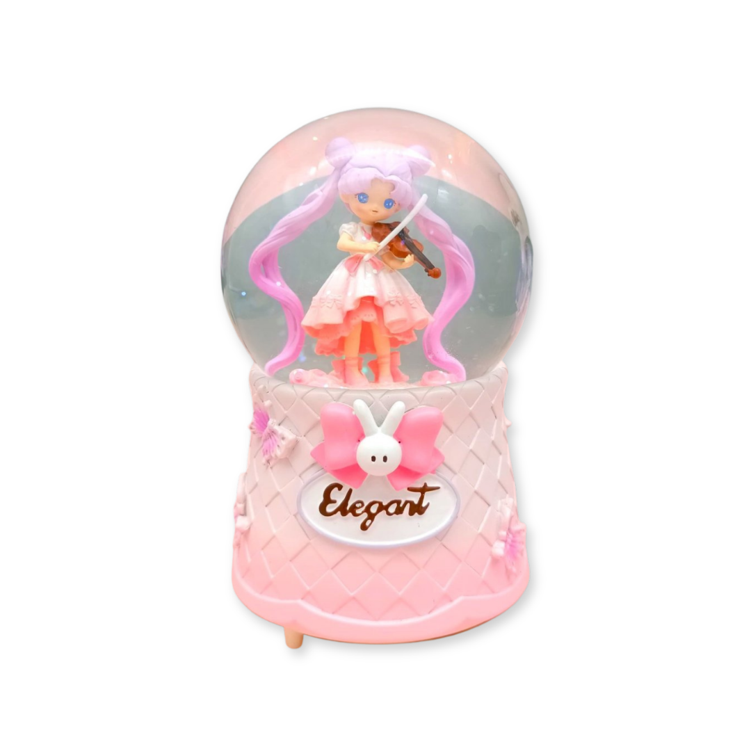 Keman Çalan Sevimli Zarif Kız Işıklı Müzikli Kar Küresi (Büyük Boy)