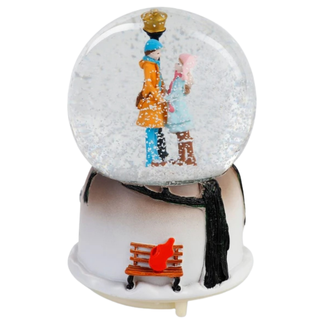 El Ele Tutuşan Aşıklar Işıklı Müzikli Kar Küresi (Büyük Boy)