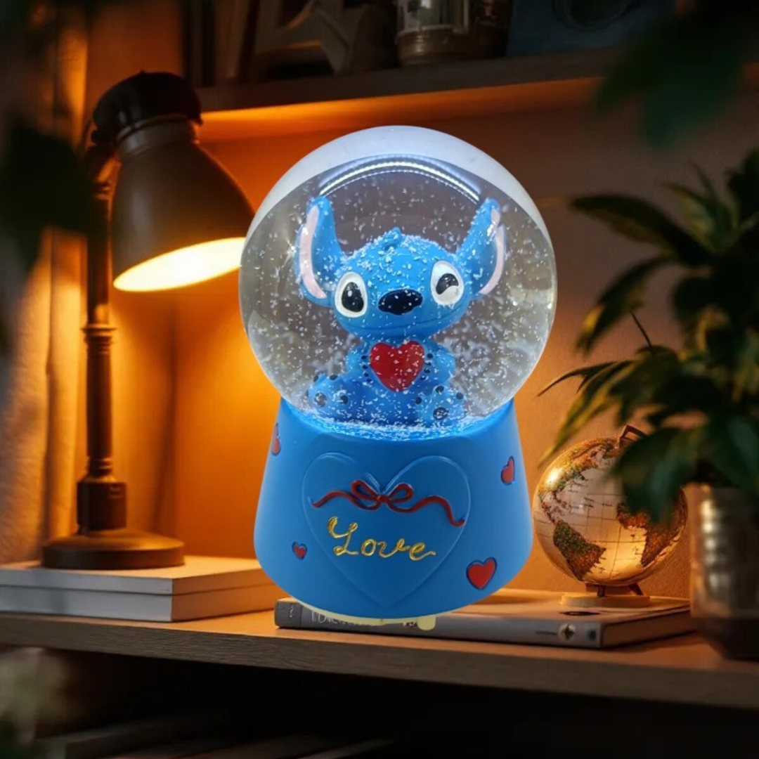 Stitch Işıklı Müzikli Kar Küresi (Orta Boy)
