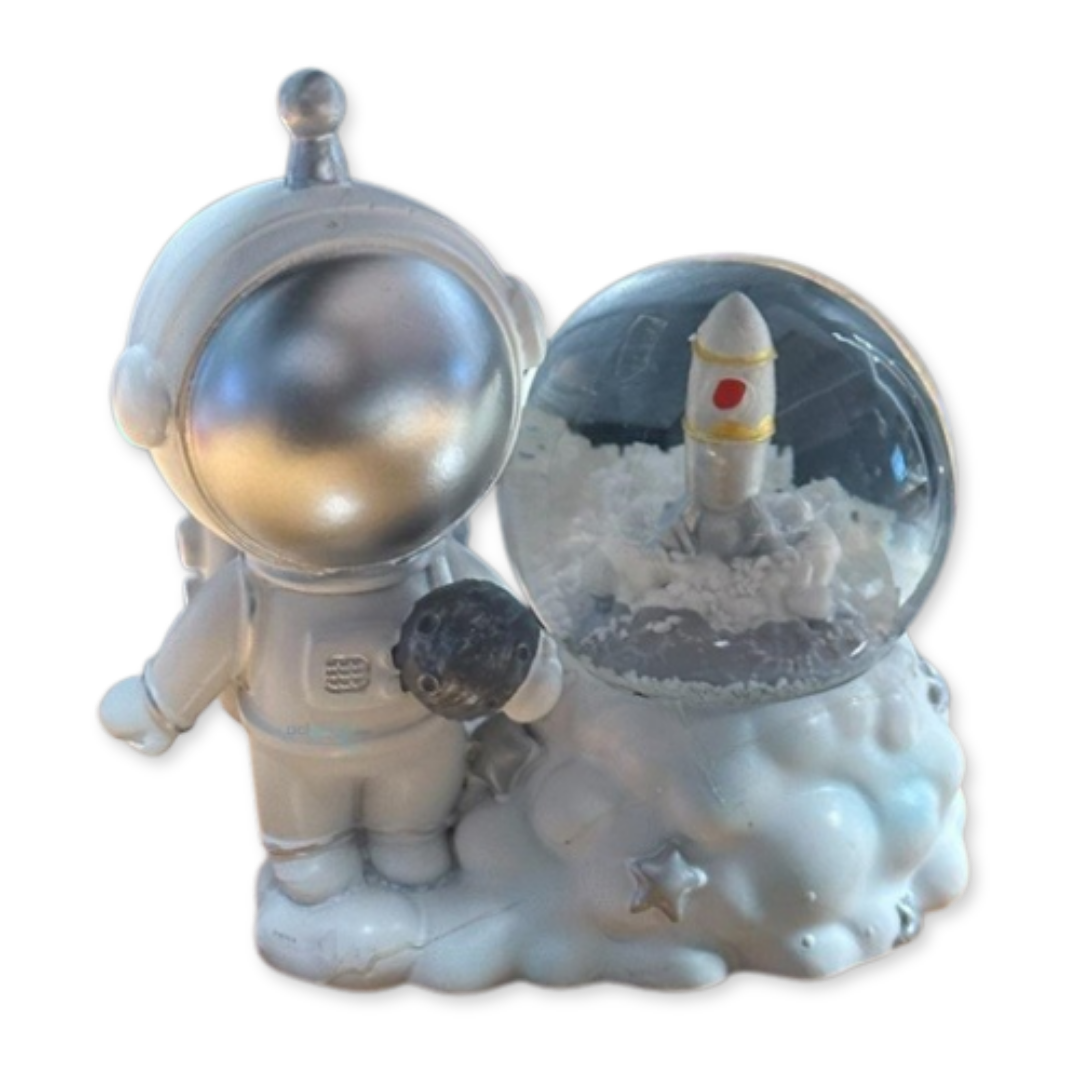 Astronot Biblolu Işıklı Müzikli Kar Küresi (Orta Boy)