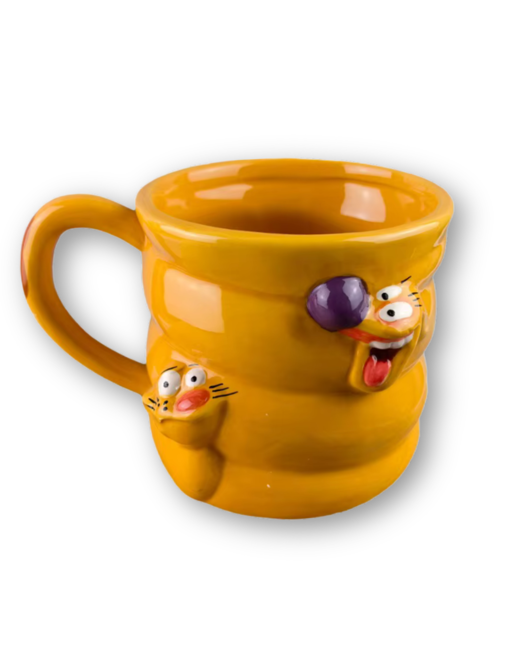 Sarı Kabartmalı Seramik Kupa