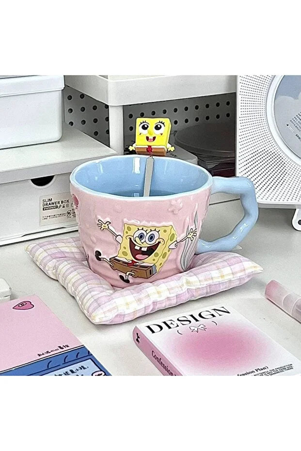 Sünger Bop Kaşıklı Seramik Kupa