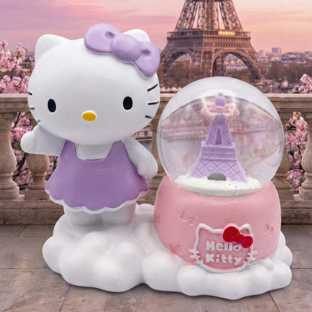 Hello Kitty Biblolu Işıklı Müzikli Kar Küresi (Orta Boy)