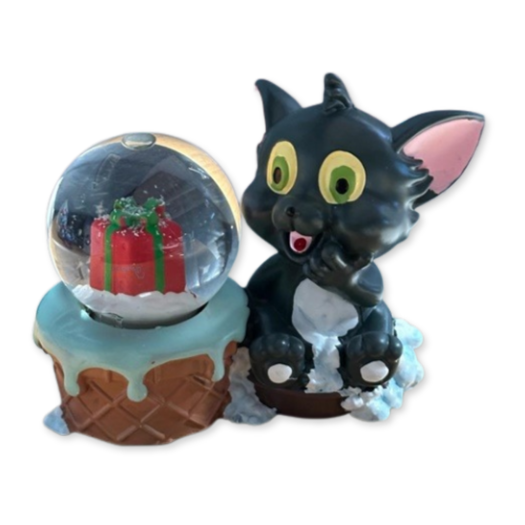 Kedi Biblolu Işıklı Müzikli Kar Küresi (Orta Boy)